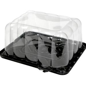 1/8 Sheet Black Base Cake Container with 4.25" RoseDome