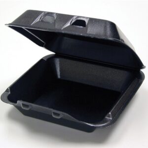 9x9.5x3.25 1-Compartment Black Foam Hinged Container