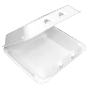 9x9.5x3.25 1Compartment White Foam Hinged Lid Container