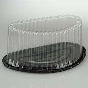 Half-Round Fluted Cake Cont for 8" Cake Black Base 5" Dome