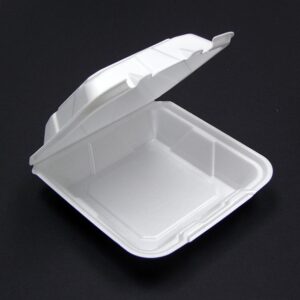 9x9x3.5 White Foam Hinged Dual Tab Container 1 compartment