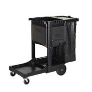 Executive Janitorial Cleaning Cart Black, Traditional