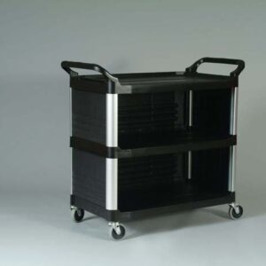 Xtra 3 Shelf Utility Cart Black, 3 Side Enclosed End Panels