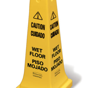 "Caution Wet Floor" Safety Cone Yellow, 25", 4 Sided Multi-lingual
