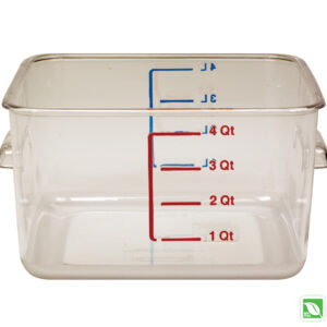 Space Saving Food Storage Container Clear, 4 Quart / 3.8 Liter Square