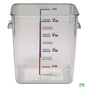 Space Saving Food Storage Container Clear, 8 Quart / 7.6 Liter Square