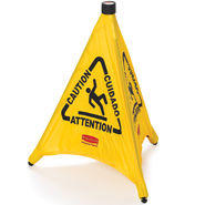 Pop-Up "Wet Floor" Safety Cone Yellow, 20", Multi-lingual