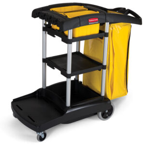 Janitorial Cleaning Cart Black/Yellow, High-Capacity