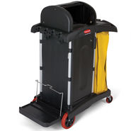 High Security Janitorial Cart Black, w/ Doors & Hood