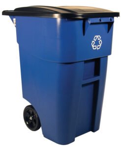 Brute Rollout Recycling Container Blue, 50 Gallon / 189 Liter, w/ Lid