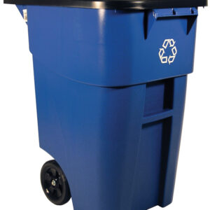 Brute Rollout Recycling Container Blue, 50 Gallon / 189 Liter, w/ Lid