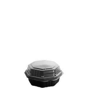 6" Octaview Hinged Container Deep Black / Clear 6.8" x 6.3" x 3.1"