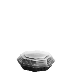 OctaView Hinged Carryout Container Black / Clear 7.5"