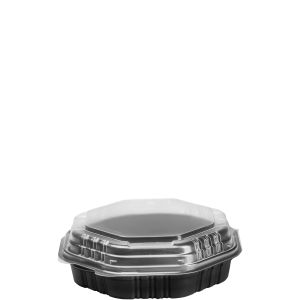 9" Octaview Hinged Container Deep Black / Clear 9.6" x 9.1" x 3"