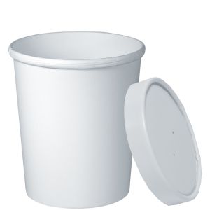 Container Paper 32 oz W/ Lid White