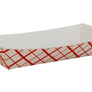 Paperboard Hot Dog Tray Red Check 7" X 2.75" X 1.5"