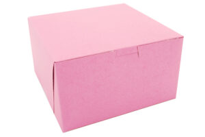 7" X 7" X 4" Bakery Box Pink Non-Window Lock-Corner