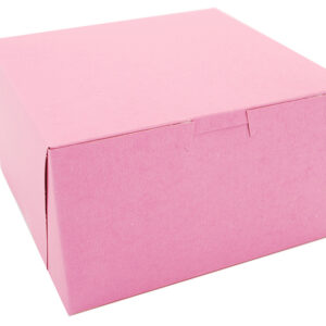 7" X 7" X 4" Bakery Box Pink Non-Window Lock-Corner