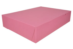 20" X 14.5" X 4" Bakery Box Pink, Non-Window, Lock-Corner