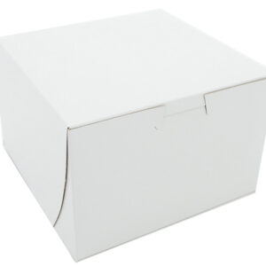 6" X 6" X 4" Bakery Box White Non-Window Lock-Corner