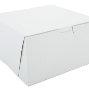 7" X 7" X 4" Bakery Box White, Non-Window, Lock-Corner