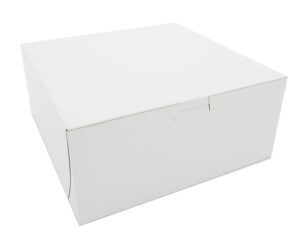 9" X 9" X 4" Bakery Box White Non-Window Lock-Corner