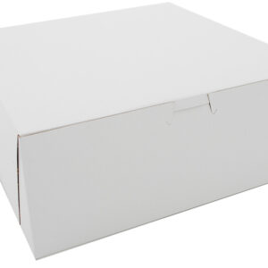 10" X 10" X 4" Bakery Box White, Non-Window, Lock-Corner