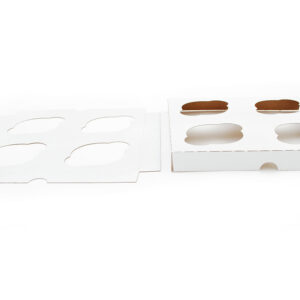 4 Count Cupcake Insert White/Kraft 7.88" X 7.88" X 0.88"