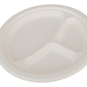 ChampWare Molded Fiber Round Plate White 9" Heavy Weight 3 Section
