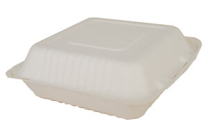 ChampWare Molded Fiber Clamshell White 9" X 9"