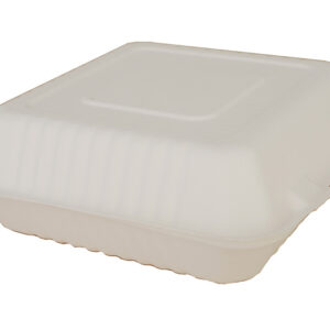 ChampWare Molded Fiber Clamshell White 9" X 9"