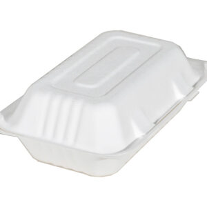 ChampWare Molded Fiber Clamshell White 9" X 6" , 1 - Compartment
