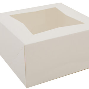 6" X 6" X 3" Bakery Box w/ Window, White Paperboard