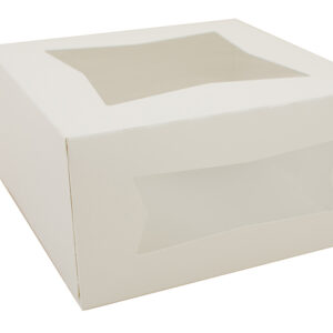 8" X 8" X 4" Bakery Box w/ Window, White Paperboard