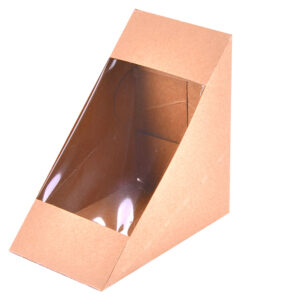 6.81"X 4.81"X 2.94" Sandwich Wedge Kraft, Paperboard, w/ Window