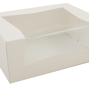 9" X 7" X 3.5" Bakery Box  w/ Window, White Paperboard
