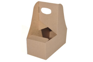Paperboard Drink Carrier Handle Kraft 2 Cup 7.63"X3.75"X8.88"