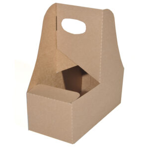 Paperboard Drink Carrier Handle Kraft 2 Cup 7.63"X3.75"X8.88"